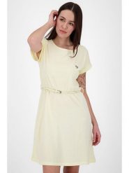 Alife and kickin Sukienka "Nora" w kolorze jasnożółtym rozmiar: XS. Żółte sukienki Alife and Kickin, na co dzień, xs, bez wzorów, ze skóry, bez kołnierzyka, bez ramiączek, mini, proste. Za 69.99 zł.