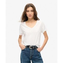 Koszulka z haftem V w slubie. Białe koszulki sportowe Superdry, bez wzorów, z bawełny, bez ramiączek. Za 127.15 zł.