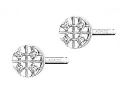 Kolczyki z białego złota z diamentami - 0,01 ct - próba 585. Białe kolczyki Apart, z diamentem, złote. Za 739.00 zł.