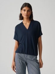 OPUS Koszulka w kolorze granatowym rozmiar: 36. Niebieskie bluzki Opus, bez wzorów, bez kołnierzyka, bez ramiączek. Za 86.99 zł.