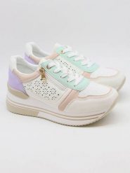 Bellucci Sneakersy w kolorze biało-fioletowo-beżowym rozmiar: 37. Białe trampki Bellucci, bez wzorów, bez zapięcia. Za 104.99 zł.