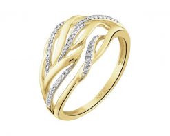 Pierścionek z żółtego złota z diamentami - 0,10 ct - próba 585. Żółte pierścionki Apart, z diamentem, złote. W wyprzedaży za 2,373.00 zł.