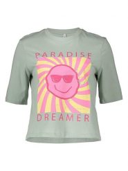 ONLY Koszulka w kolorze miętowym rozmiar: S. Zielone bluzki Only, s, bez wzorów, z bawełny, bez kołnierzyka, bez ramiączek. Za 43.99 zł.