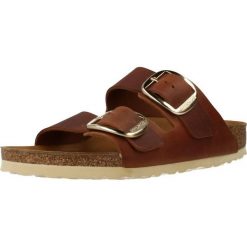 Klapki damskie Birkenstock Arizona. Brązowe klapki Birkenstock, bez wzorów, z materiału, bez obcasa. Za 926.00 zł.