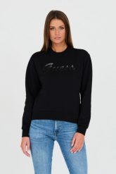 GUESS Czarna damska bluza z cyrkoniami, Rozmiar XS. Czarne bluzy sportowe Guess, xs, z aplikacjami, bez kaptura. W wyprzedaży za 269.99 zł.