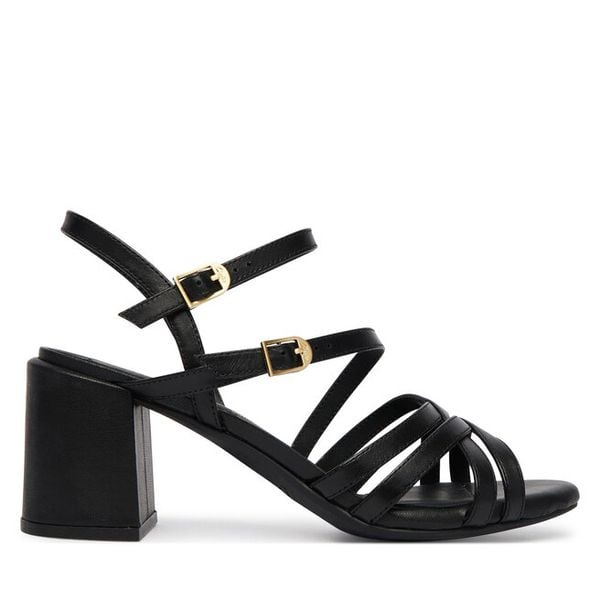 Sandały Clarks. Czarne sandały Clarks, bez wzorów, bez obcasa, na słupku, bez zapięcia. Za 389.99 zł.