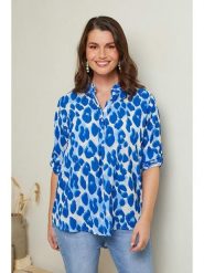 Curvy Lady Bluzka w kolorze niebieskim rozmiar: 40/42. Niebieskie bluzki Curvy Lady, bez wzorów, klasyczne, bez kołnierzyka, bez ramiączek. Za 79.21 zł.