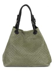 Lucca Baldi Skórzana torebka "Fosdinovo" w kolorze zielono-czarnym - 45 x 37 x 15 cm rozmiar: onesize. Czarne torebki klasyczne Lucca Baldi, bez wzorów, z materiału, przez ramię, bez dodatków. Za 295.99 zł.