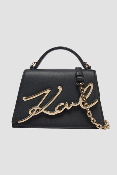 KARL LAGERFELD Czarna torebka K/signature 2.0. Czarne listonoszki KARL LAGERFELD, bez wzorów, ze skóry, na ramię, bez dodatków. W wyprzedaży za 816.99 zł.