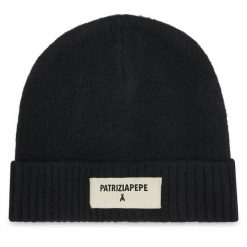 Czapka Patrizia Pepe. Czarne czapki Patrizia Pepe, bez wzorów. Za 449.99 zł.