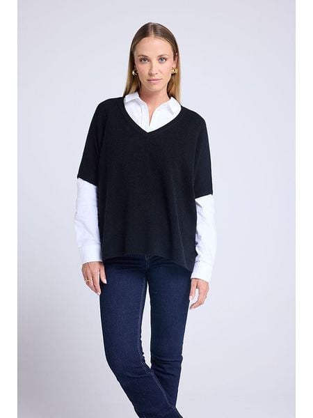 Maison Héritage Cashmere Kaszmirowy sweter w kolorze czarnym rozmiar: S/M. Czarne swetry Maison Héritage Cashmere, m, bez wzorów, z kaszmiru, bez ramiączek. Za 509.45 zł.