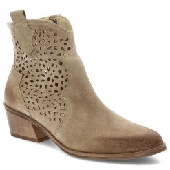 Beżowe Kowbojki Armodo Eleganckie Obuwie Damskie Na Obcasie. Brązowe botki Armodo, na jesień, z jeansu, bez obcasa, na obcasie, bez zapięcia. Za 429.00 zł.