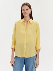 Tommy Hilfiger Koszula WW0WW42037 Żółty Relaxed Fit. Żółte koszule TOMMY HILFIGER, bez wzorów, ze lnu, bez kołnierzyka, bez ramiączek. Za 299.99 zł.