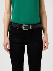 WRANGLER DAMSKI PASEK WRANGLER WESTERN BELT BLACK 112358073. Czarne paski Wrangler, bez wzorów. Za 99.99 zł.