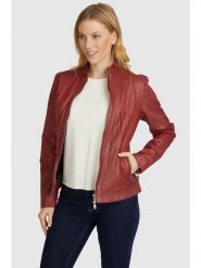 7eleven Skórzana kurtka w kolorze czerwonym rozmiar: 36. Czerwone kurtki 7eleven, bez wzorów, ze skóry, bez kaptura. Za 630.99 zł.