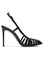 Le Silla Sandały Slingback Cage 2316B100RCPPKAB001 Czarny. Czarne sandały LE SILLA, bez wzorów, z lakierowanej skóry, bez obcasa, na szpilce, bez zapięcia. Za 2,749.00 zł.