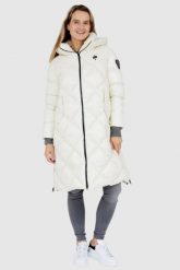 BLAUER Puchowy płaszcz damski Kay w kolorze ecru, Rozmiar XS. Białe płaszcze Blauer USA, s, bez wzorów, z nylonu, bez kaptura. W wyprzedaży za 1,779.99 zł.