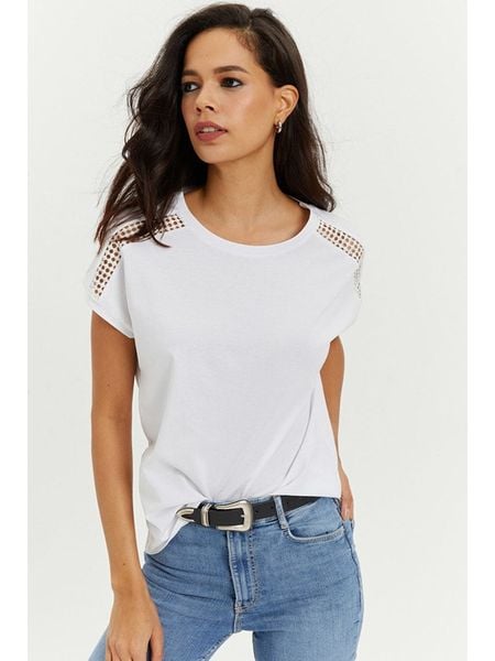 Cool and sexy Koszulka w kolorze białym rozmiar: S. Białe bluzki Cool and sexy, s, bez wzorów, bez kołnierzyka, bez ramiączek. Za 66.00 zł.