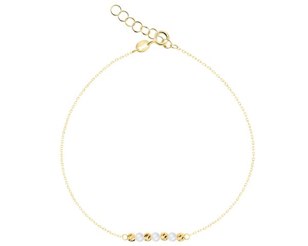 Złota bransoletka z perłami - kulki. Żółte bransoletki Apart, złote. Za 419.00 zł.