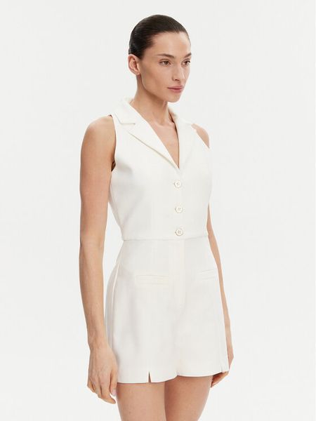 Morgan Kombinezon 241-SHIWI.F Biały Regular Fit. Białe sukienki Morgan, bez wzorów, z bawełny, bez kołnierzyka, bez ramiączek. Za 219.99 zł.