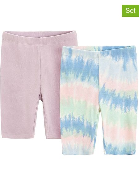 COOL CLUB Legginsy (2 pary) w kolorze błękitno-jasnoróżowo-zielonym rozmiar: 152. Niebieskie szorty COOL CLUB, bez wzorów. Za 48.39 zł.