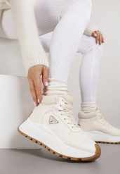 Beżowe Sneakersy Śniegowce Vices na Grubej Podeszwie z Trójkątną Ozdobą Filritisa. Brązowe trapery i śniegowce Born2be. Za 109.99 zł.