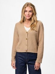 Pieces Kardigan "Pcora" w kolorze jasnobrązowym rozmiar: XL. Brązowe kardigany Pieces, xl, bez wzorów, ze splotem. Za 121.45 zł.
