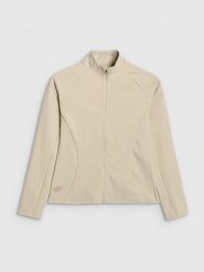 4F Bluza treningowa slim szybkoschnąca damska - beżowa M. Brązowe bluzy 4f, m, bez wzorów, z materiału, bez kaptura. Za 179.99 zł.