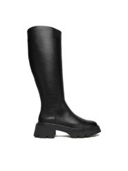 Badura Kozaki C-ANIKA-MX1065-11 Czarny. Czarne kozaki Badura, ze skóry, bez obcasa, na płaskiej podeszwie, bez zapięcia. Za 449.99 zł.