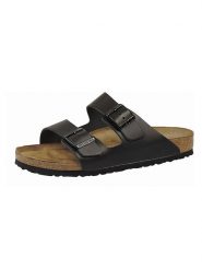 Birkenstock Skórzane klapki "Arizona" w kolorze czarnym rozmiar: 36. Czarne klapki Birkenstock, bez wzorów, bez obcasa. Za 430.46 zł.