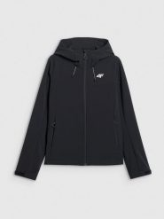 4F Kurtka softshell wiatroodporna membrana 8000 damska - czarna M. Czarne kurtki sportowe 4f, m, bez wzorów, z softshellu, bez kaptura. Za 299.99 zł.