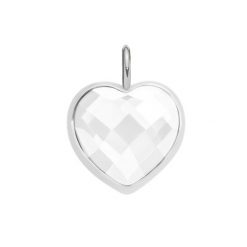 Zawieszka Mini Icons serce z mlecznym kryształem, posrebrzana. Białe bransoletki Lilou, posrebrzane. Za 99.00 zł.