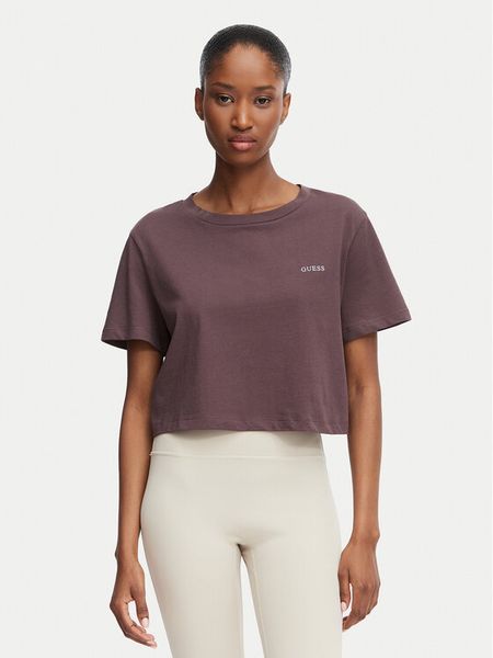 Guess T-Shirt V6GI17 K2984 Brązowy Regular Fit. Brązowe t-shirty Guess, l, z aplikacjami, z bawełny, bez kołnierzyka, bez ramiączek. Za 134.99 zł.