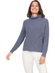 Heine Sweter w kolorze niebieskim rozmiar: 42. Niebieskie golfy Heine, bez wzorów, bez ramiączek. Za 52.79 zł.