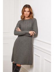 Joséfine Sukienka dzianinowa "Fanola" w kolorze khaki rozmiar: XL. Brązowe sukienki Joséfine, xl, bez wzorów, z dzianiny, bez kołnierzyka, bez ramiączek, midi. Za 154.07 zł.