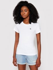 Calvin Klein Jeans T-Shirt J20J212883 Biały Slim Fit. Białe t-shirty Calvin Klein Jeans, s, bez wzorów, z bawełny, bez kołnierzyka, bez ramiączek. Za 109.99 zł.