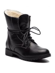 Clara Barson Trzewiki WYL1623-1 Czarny. Czarne botki Clara Barson, bez wzorów, ze skóry, bez obcasa, na płaskiej podeszwie, bez zapięcia. Za 57.99 zł.