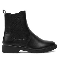 Botki Jana. Czarne botki JANA, bez wzorów, bez obcasa, na płaskiej podeszwie, bez zapięcia. Za 349.99 zł.