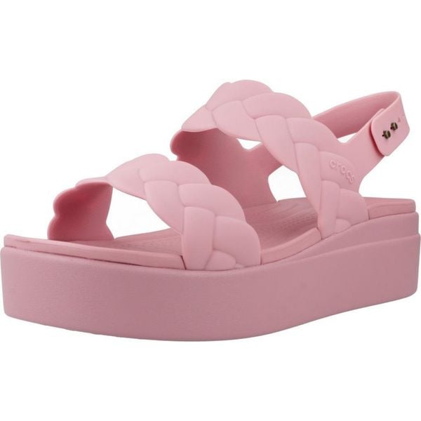 Sandały CROCS BROOKLYN WOVEN UPPER LW Rose. Czerwone sandały Crocs, bez wzorów, z syntetyku, bez obcasa, bez zapięcia. Za 199.00 zł.