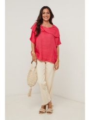 Le Monde du Lin Lniana bluzka w kolorze jagodowym rozmiar: 34/36. Czerwone bluzki Le Monde du Lin, bez wzorów, ze lnu, bez kołnierzyka, bez ramiączek. Za 121.99 zł.