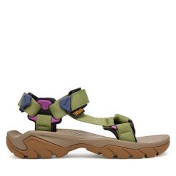 Sandały Teva. Zielone sandały Teva, bez wzorów, sportowe, bez obcasa, bez zapięcia. Za 519.99 zł.