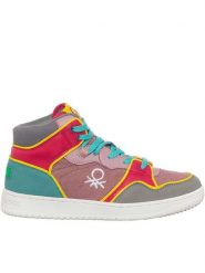 Benetton Sneakersy w kolorze jasnoróżowo-różowo-turkusowym rozmiar: 36. Różowe trampki Benetton, bez wzorów, za kostkę, bez zapięcia. Za 171.28 zł.