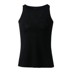 Damski tank top Athlecia Mota. Czarne koszulki sportowe Athlecia, bez wzorów, z elastanu, bez ramiączek, na fitness i siłownię. Za 122.50 zł.