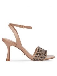DeeZee Sandały LH24015-1 Beżowy. Brązowe sandały DeeZee, bez wzorów, ze skóry, bez obcasa, na szpilce, bez zapięcia. Za 149.99 zł.