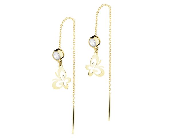 Złote kolczyki z cyrkoniami - motyle. Żółte kolczyki Apart, z cyrkonią, złote. Za 769.00 zł.