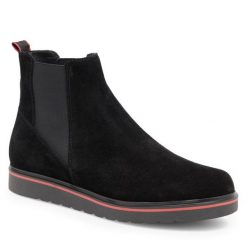 Botki Lasocki. Czarne botki Lasocki, bez wzorów, bez obcasa, na słupku, bez zapięcia. Za 120.99 zł.