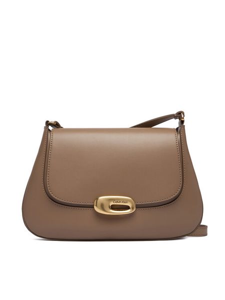 Calvin Klein Torebka Hardware Flap Meidum Crossbody LV04F3401G Beżowy. Brązowe listonoszki Calvin Klein, bez wzorów, ze skóry, bez dodatków. Za 649.99 zł.