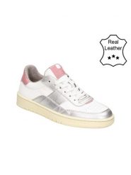 Bullboxer Skórzane sneakersy w kolorze srebrno-białym rozmiar: 39. Białe trampki Bullboxer, bez wzorów, ze skóry, bez zapięcia. Za 272.31 zł.