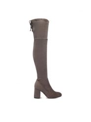 Nine West Kozaki CEO-C6031-2 Szary. Szare kozaki Nine West, z materiału, bez obcasa, na słupku, bez zapięcia. Za 329.99 zł.