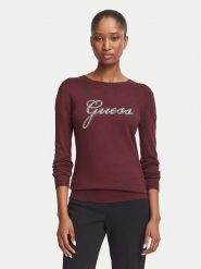 Guess Sweter W6BR53 Z1454 Bordowy Regular Fit. Czerwone swetry Guess, xxl, z aplikacjami, z wiskozy, bez ramiączek. Za 344.99 zł.